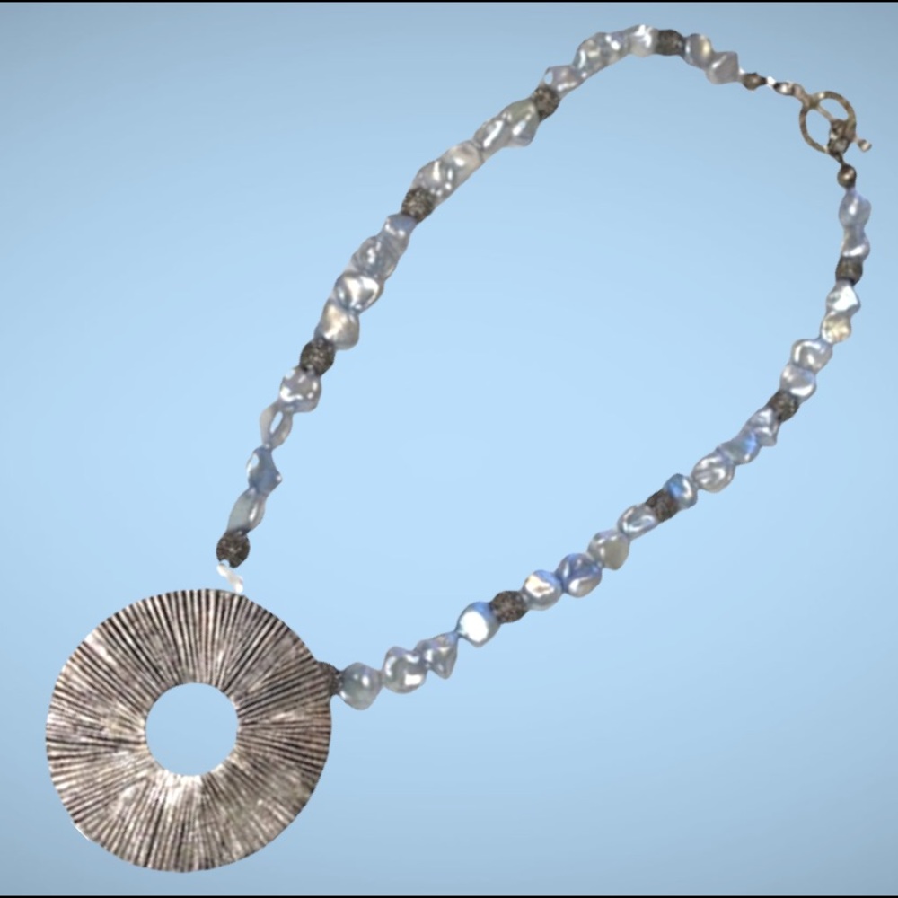 Hand Crafted Necklace Pearls Blue Freshwater Authentic Hand-Knotted Silk - Picture 8 of 8